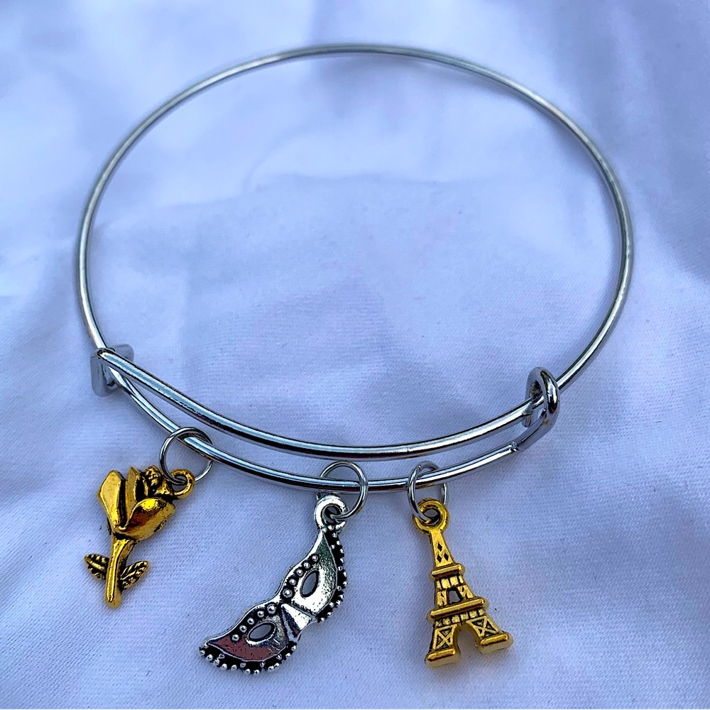 Brand New! Handmade! Adjustable Charm Bangle Bracelet!